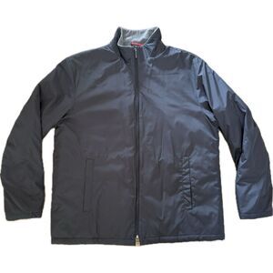 Men's Weatherproof Garment Dark Grey Quilted Lining Windbreaker Jacket size L